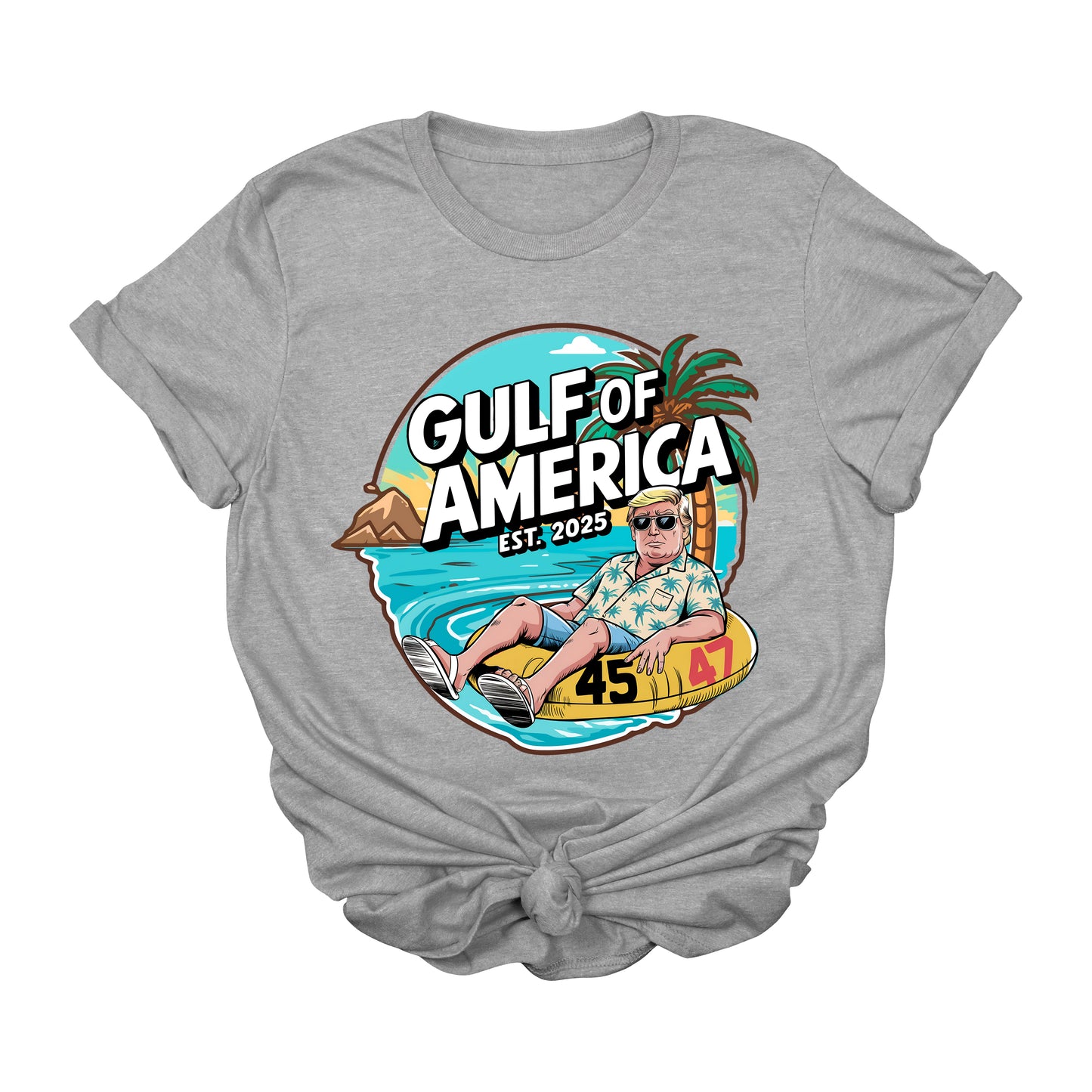 Trump Gulf of America T-Shirt | Funny Float Tube MAGA Graphic Tee | Patriotic Conservative Vacation Shirt | Summer Lake Beach Trump Tee | USA 45 47 2025