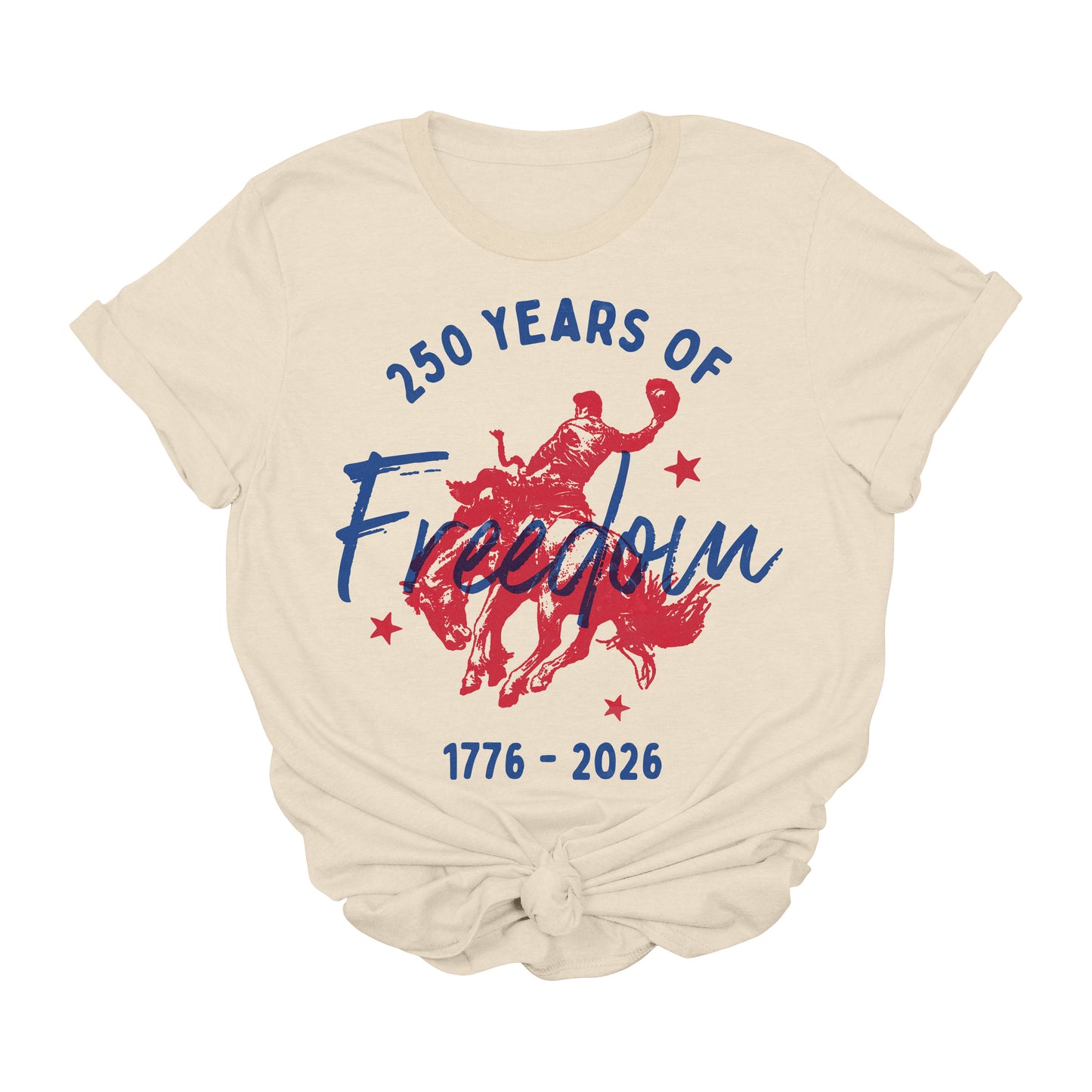 250 Years of Freedom Patriotic Rodeo Tee | 1776-2026 Americana Graphic T-Shirt