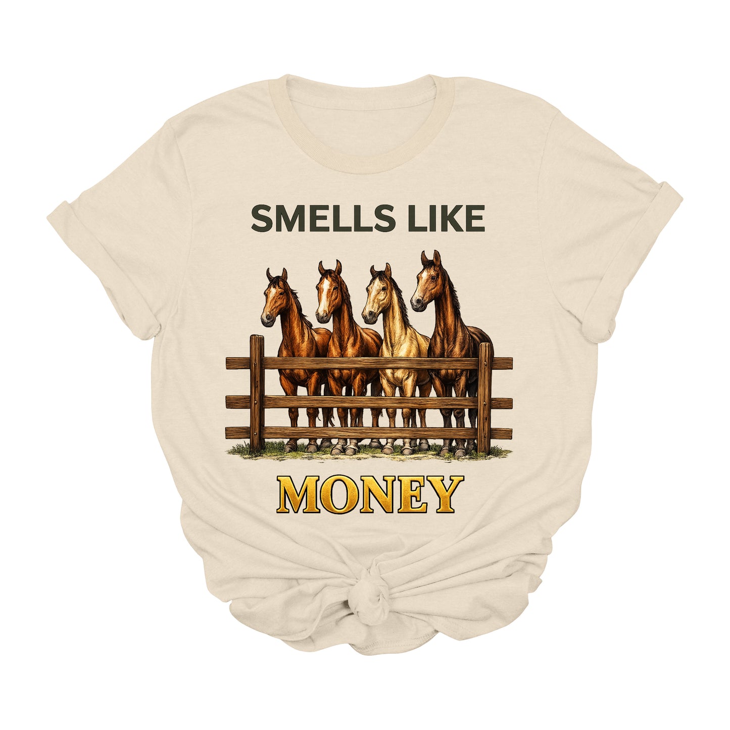 Smells Like Money Horse Graphic Tee | Funny Western Cowgirl T-Shirt