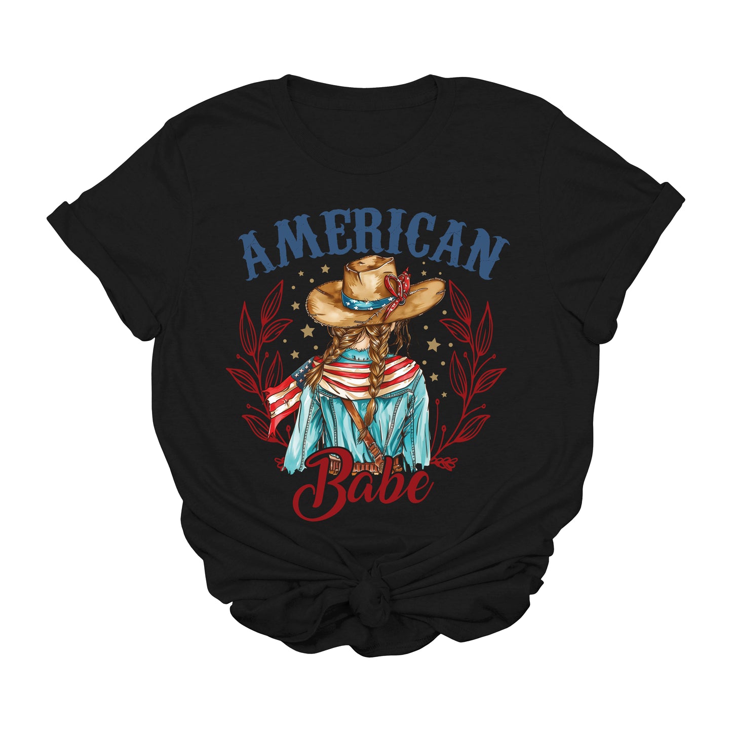 American Babe Cowgirl Graphic Tee – Western Patriotic 4th of July Shirt for Women