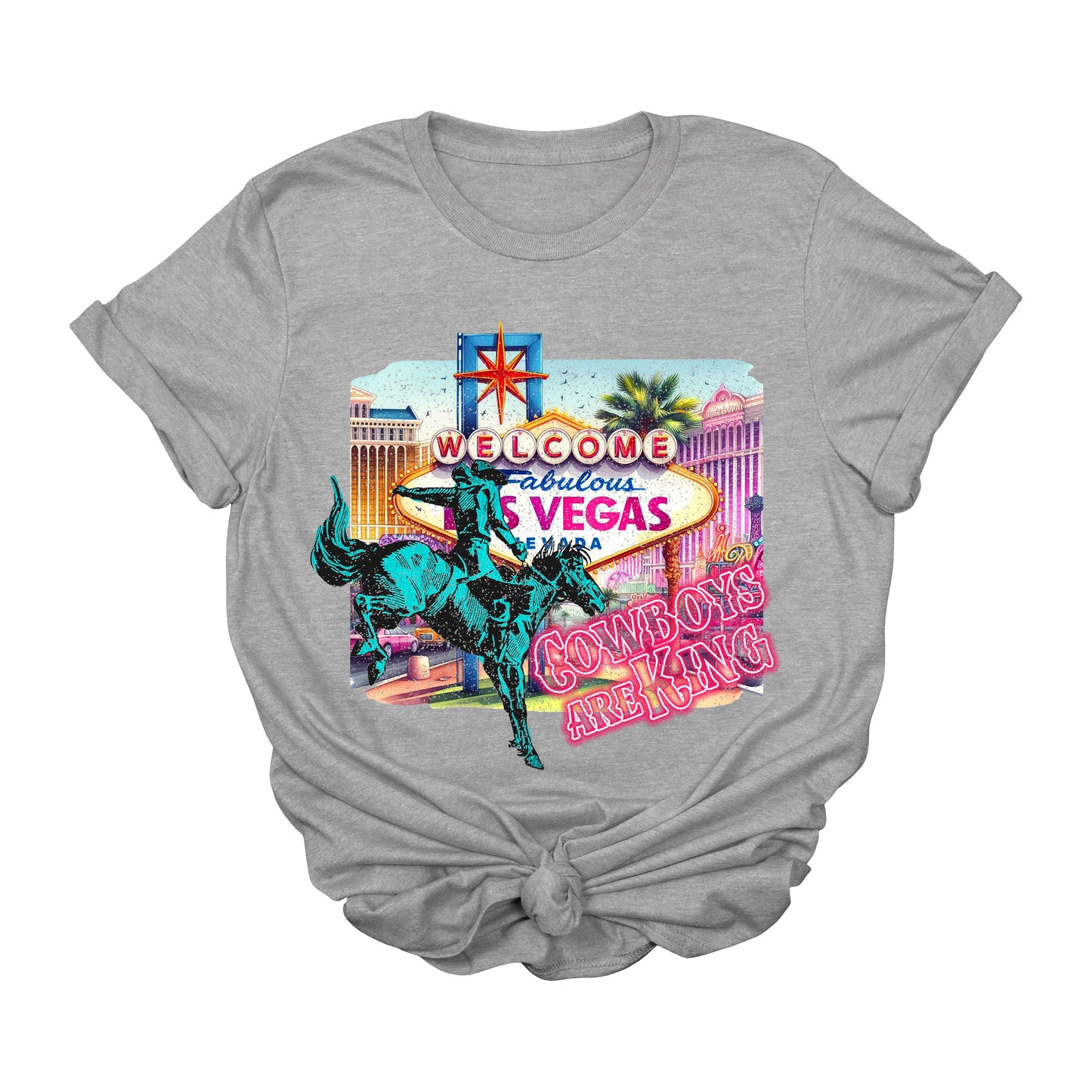 Cowboys Are King Las Vegas Graphic Tee | Western Rodeo Neon Cowboy T-Shirt
